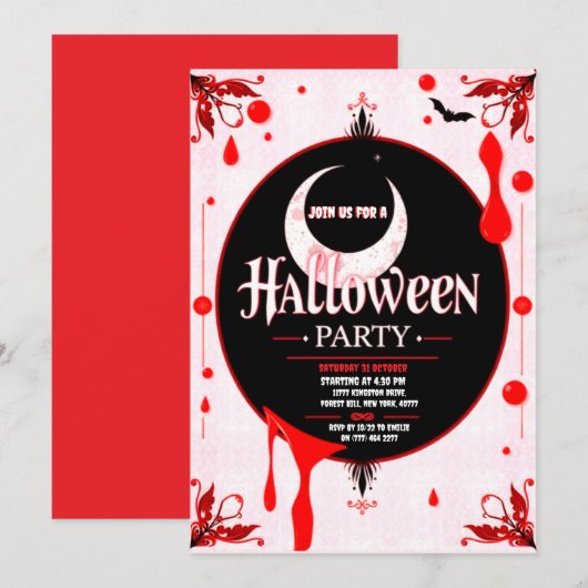 Halloween Bloody Party uitnodiging (Voorkant / Achterkant)