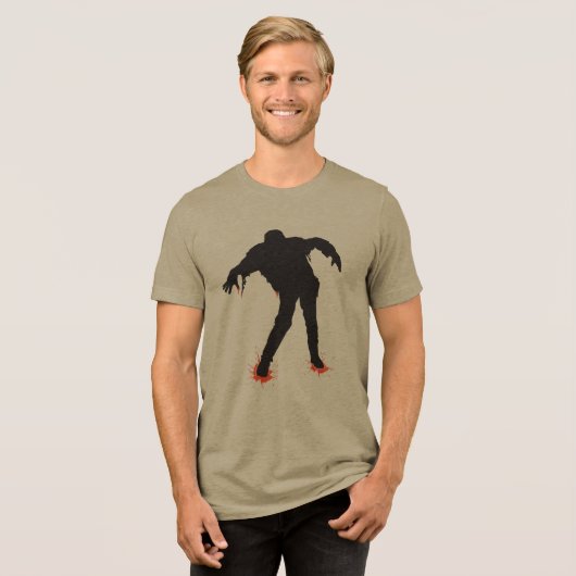 Halloween Bloody Zombie Tri-Blend Shirt (Voorkant volledig)