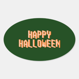 Halloween Blox-tekst Ovale Sticker
