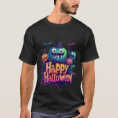 Halloween Blue and Yellow Pumpkin T-Shirt (Voorkant)