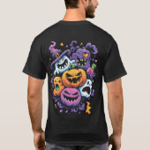 Halloween Blue and Yellow Pumpkin T-Shirt (Achterkant)
