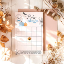 Halloween Blue Boo baby shower bingo spel