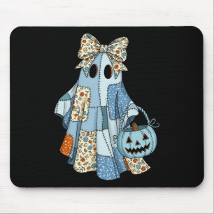 Halloween Blue Denim Boo Ghost Floral Coquette Fal Muismat
