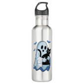 Halloween Blue Denim Ghost and Cat Waterfles (Voorkant)