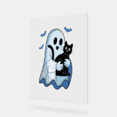Halloween Blue Denim Ghost & Cat Acryl Bord (Hoek)