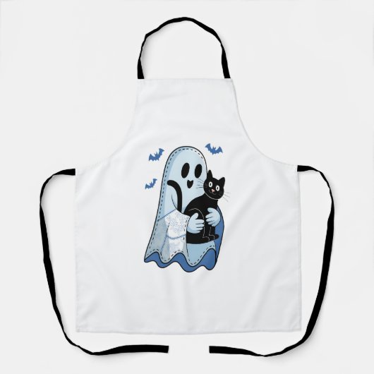 Halloween Blue Denim Ghost & Cat Schort (Voorkant)