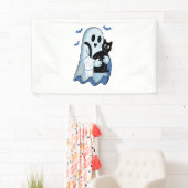Halloween Blue Denim Ghost & Cat Spandoek (Insitu)