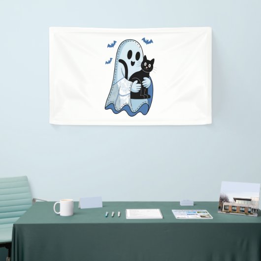 Halloween Blue Denim Ghost & Cat Spandoek (Beurs)