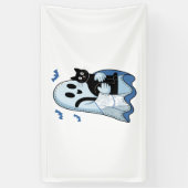 Halloween Blue Denim Ghost & Cat Spandoek (Verticaal)
