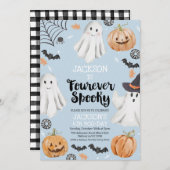 Halloween Blue Fourever Spooky 4e verjaardag Kaart (Voorkant / Achterkant)