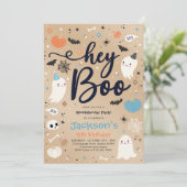 Halloween  Blue Ghost Birthday Spooktacular Kaart (Staand voorkant)