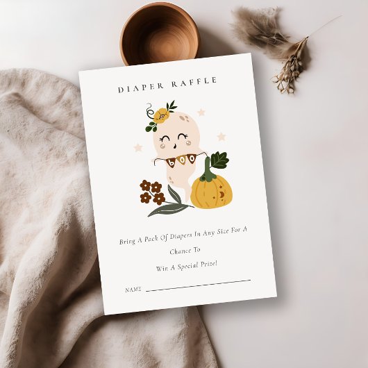 Halloween Blue Ghost Boo Diaper Baby shower Raffle Informatiekaartje