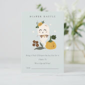 Halloween Blue Ghost Boo Diaper Baby shower Raffle Informatiekaartje (Staand voorkant)