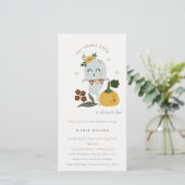 Halloween Blue Ghost Little Boo Baby shower Invite Bedankkaart (Staand voorkant)