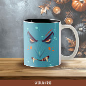 Halloween Blue Grumpy Vampire Coffee Mug Tweekleurige Koffiemok