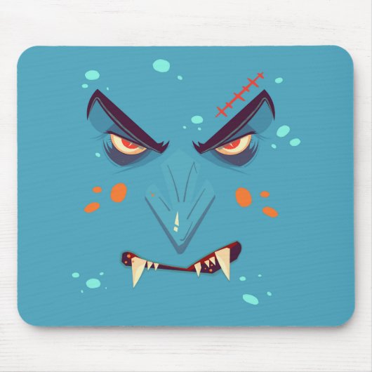 Halloween Blue Grumpy Vampire Mousepad Muismat (Voorkant)