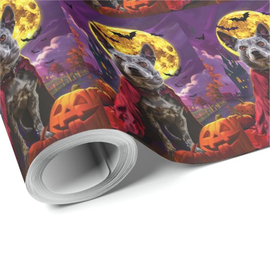 Halloween Blue Heeler Dog Pumpkins eng Cadeaupapier (Rol Hoek)
