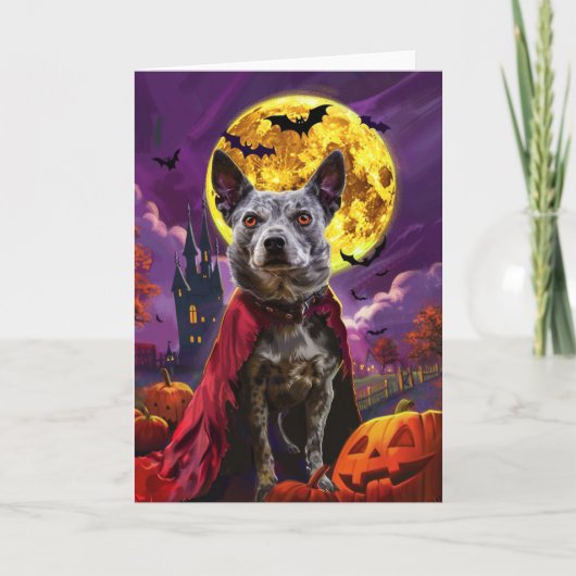 Halloween Blue Heeler Dog Pumpkins eng Kaart (Voorkant)