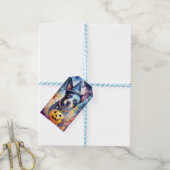 Halloween Blue Heeler met pompoenen eng Cadeaulabel (Met Touw)