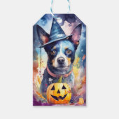 Halloween Blue Heeler met pompoenen eng Cadeaulabel (Voorkant)