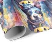 Halloween Blue Heeler met pompoenen eng Cadeaupapier (Rol Hoek)