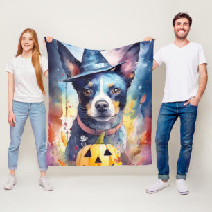 Halloween Blue Heeler met pompoenen eng Fleece Deken