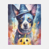 Halloween Blue Heeler met pompoenen eng Fleece Deken (Voorkant)