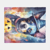 Halloween Blue Heeler met pompoenen eng Fleece Deken (Voorkant (Horizontaal))