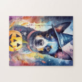 Halloween Blue Heeler met pompoenen eng Legpuzzel (Horizontaal)