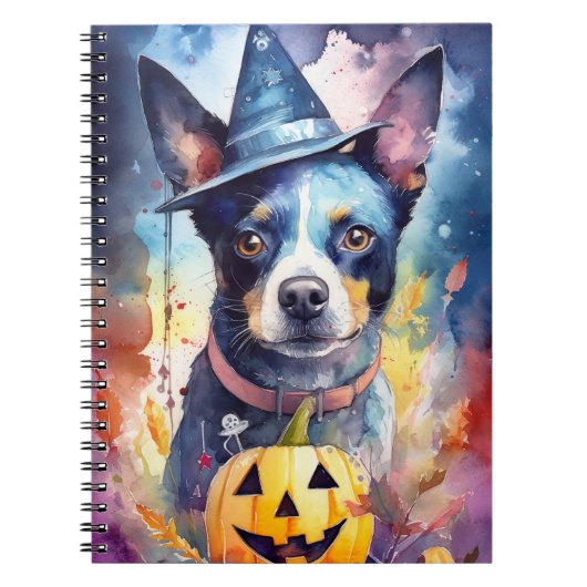 Halloween Blue Heeler met pompoenen eng Notitieboek (Voorkant)