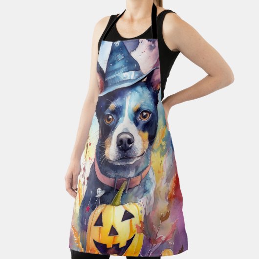 Halloween Blue Heeler met pompoenen eng Schort (Insitu)