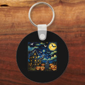 Halloween Blue Jay Sterrennacht Sleutelhanger (Voorkant)