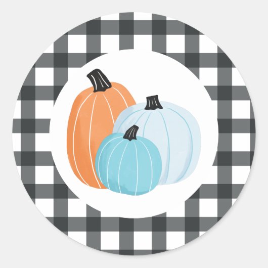 Halloween blue Pumpkins black Play Ronde Sticker (Voorkant)