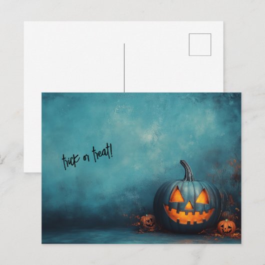 Halloween Blue Trick or treat Briefkaart (Voorkant / Achterkant)