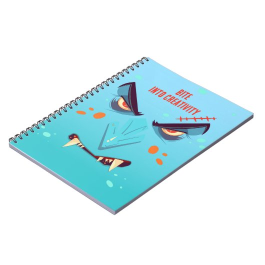 Halloween Blue Vampire Face Spiral Notebook Notitieboek (Linkerzijde)