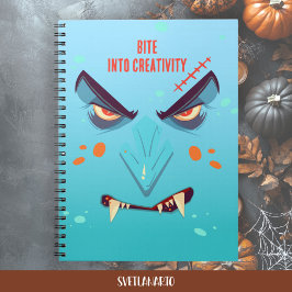 Halloween Blue Vampire Face Spiral Notebook Notitieboek