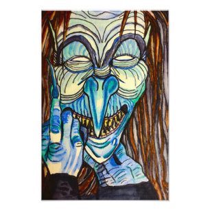 HALLOWEEN BLUES WITCH FOTO AFDRUK