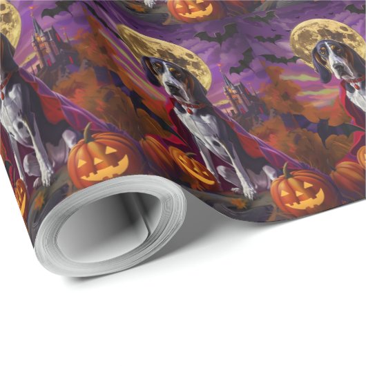 Halloween Bluetick Coonhound Dog Pumpkins eng Cadeaupapier (Rol Hoek)