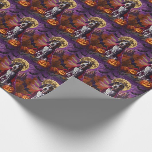 Halloween Bluetick Coonhound Dog Pumpkins eng Cadeaupapier (Hoek)