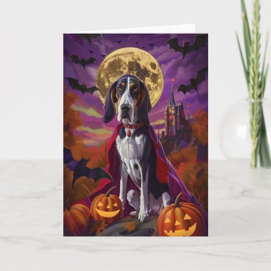 Halloween Bluetick Coonhound Dog Pumpkins eng Kaart (Voorkant)