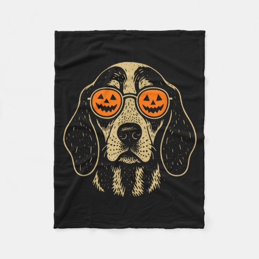 Halloween Bluetick Coonhound Dog With Pumpkin Gles Fleece Deken (Voorkant)