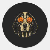 Halloween Bluetick Coonhound Dog With Pumpkin Gles Ronde Sticker (Voorkant)