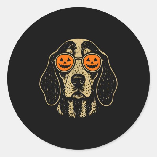 Halloween Bluetick Coonhound Dog With Pumpkin Gles Ronde Sticker (Voorkant)