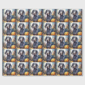 Halloween Bluetick Coonhound Met Pompoenen Eng Cadeaupapier (Vlak)