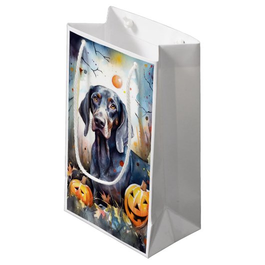 Halloween Bluetick Coonhound Met Pompoenen Eng Klein Cadeauzakje (Voorkant Gekanteld)