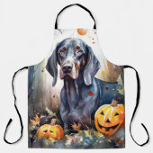 Halloween Bluetick Coonhound Met Pompoenen Eng  Schort (Voorkant)