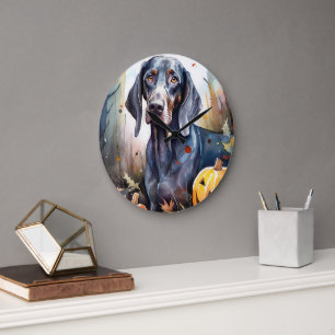Halloween Bluetick Coonhound Met Pompoenen Griezel Grote Klok