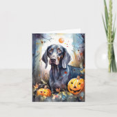 Halloween Bluetick Coonhound Met Pompoenen Griezel Kaart (Voorkant)