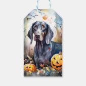 Halloween Bluetick Coonhound met pompoenen Scary Cadeaulabel (Achterkant)
