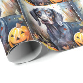 Halloween Bluetick Coonhound met pompoenen Scary Cadeaupapier (Rol Hoek)